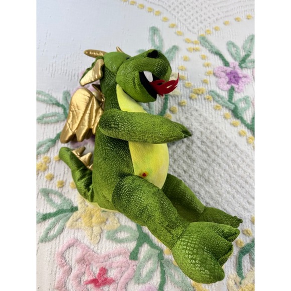 Build-A-Bear Workshop Other - Build-A-Bear Workshop Green Dragon Plush Gold‎ Wings Scaly Texture Fantasy 17"